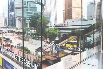 Pedestrian bridge with glass windows