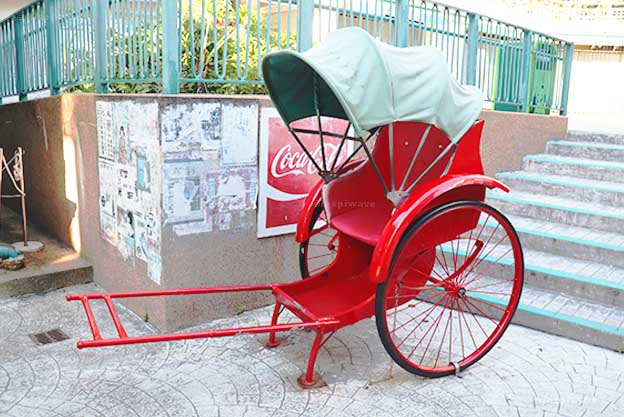 Red rickshaw at Hong Kong Old Street