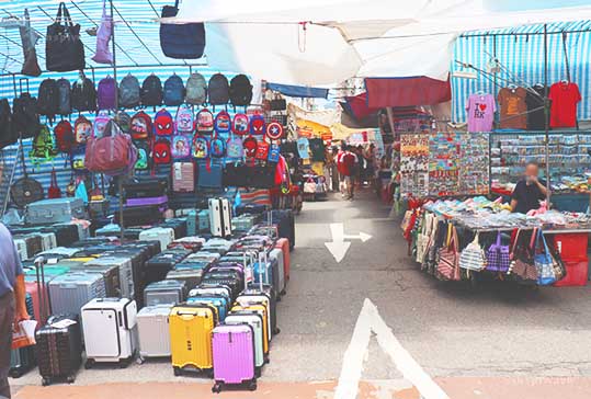 Stalls selling  bags and luggages