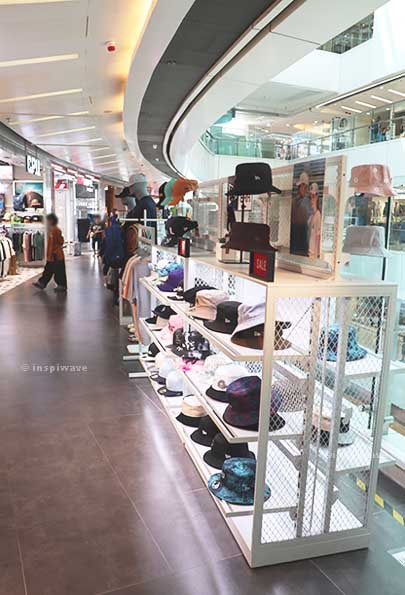 Various clothing stores on the middle floors