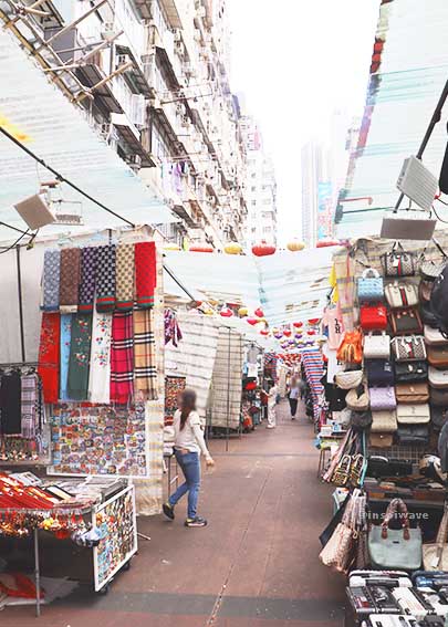 Temple Street small stalls with tourist souvenirs
